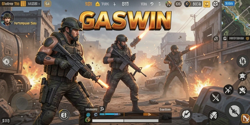 Gameplay GASWIN yang mendebarkan dalam pertempuran Battle Royale.