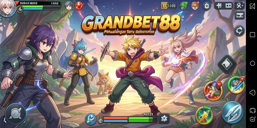 Tampilan gameplay seru di dunia anime yang penuh warna.