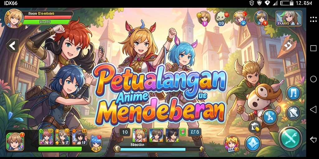 Tampilan menarik dari gameplay yang dipenuhi dengan karakter anime.