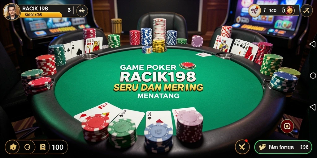 Tampilan seru dan mendebarkan dari gameplay Poker Racik198.