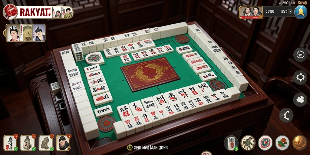 Tangkapan layar RAKYATJP menampilkan gameplay Mahjong yang menegangkan dan menarik.