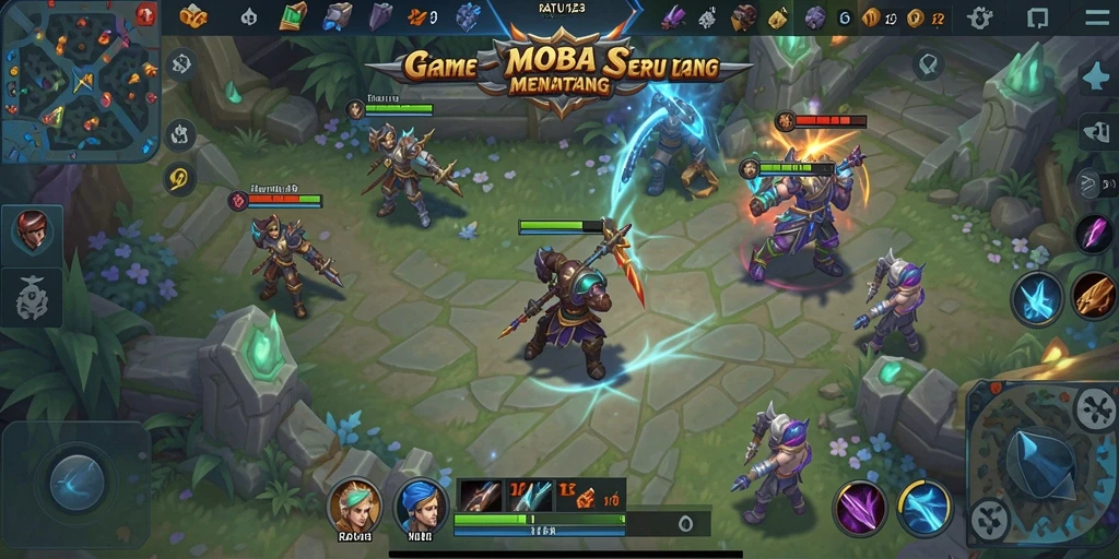 Tangkapan layar aksion seru dalam pertempuran MOBA RATU123.
