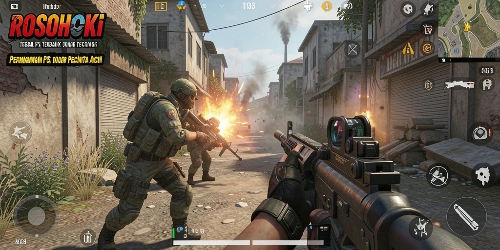Tampilan gameplay mendebarkan dari game FPS ROSOHOKI.