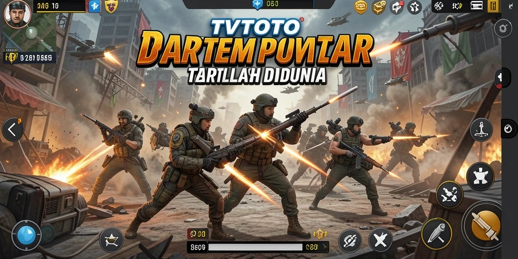 Screenshot dari gameplay <strong>TVTOTO</strong> yang menampilkan aksi seru dalam pertarungan Battle Royale.