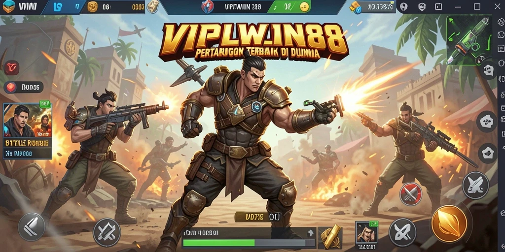 Tampilan screenshot <strong>VIPWIN88</strong> yang menunjukkan tindakan seru dalam Battle Royale.